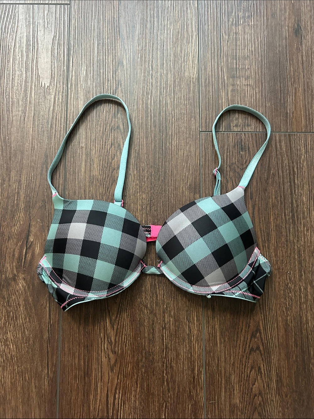 Victoria’s Secret Padded Plaid Bra in Mint & Black - Women Intimates